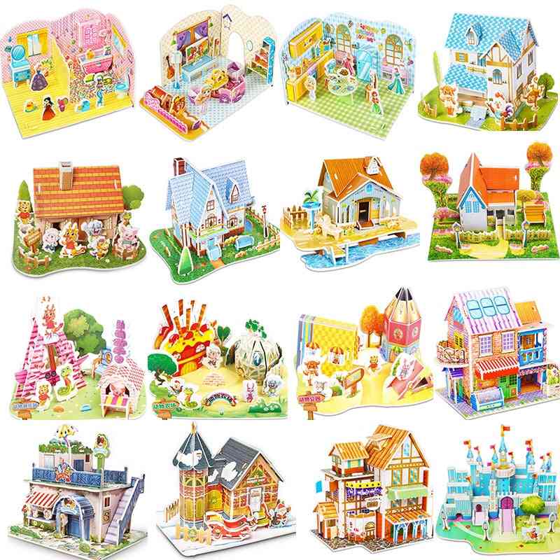 Attractive Cartoon Castle 3d Puzzle Jigsaw, Educational For