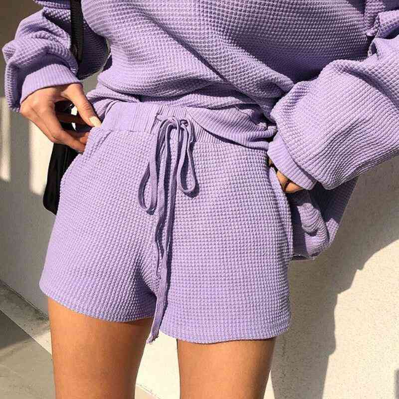 Uformell ensfarget kvinners strikket sportsdress med to deler