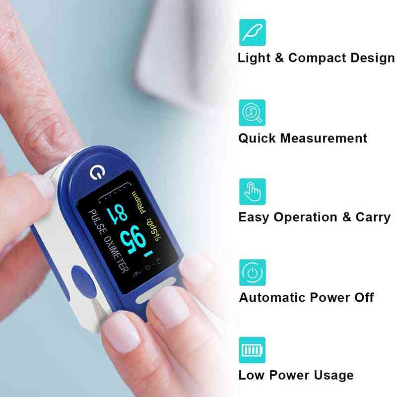 Medisinsk husholdning digital fingertupp pulsoksymeter, blod oksygenmetningsmåler, fingerpr monitor, helsevesen
