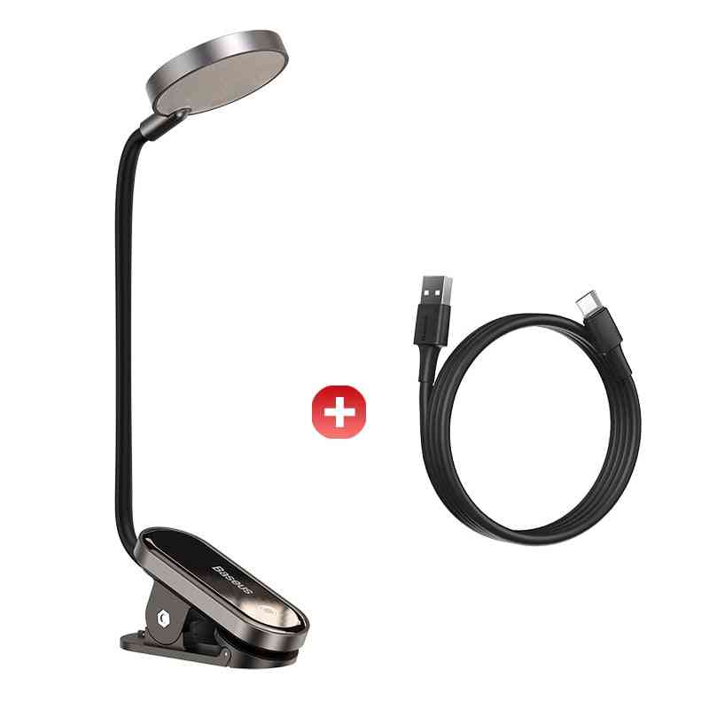 Usb Rechargeable- Led Clip Step-less, Dimmable Wireless, Table Desk Lamp