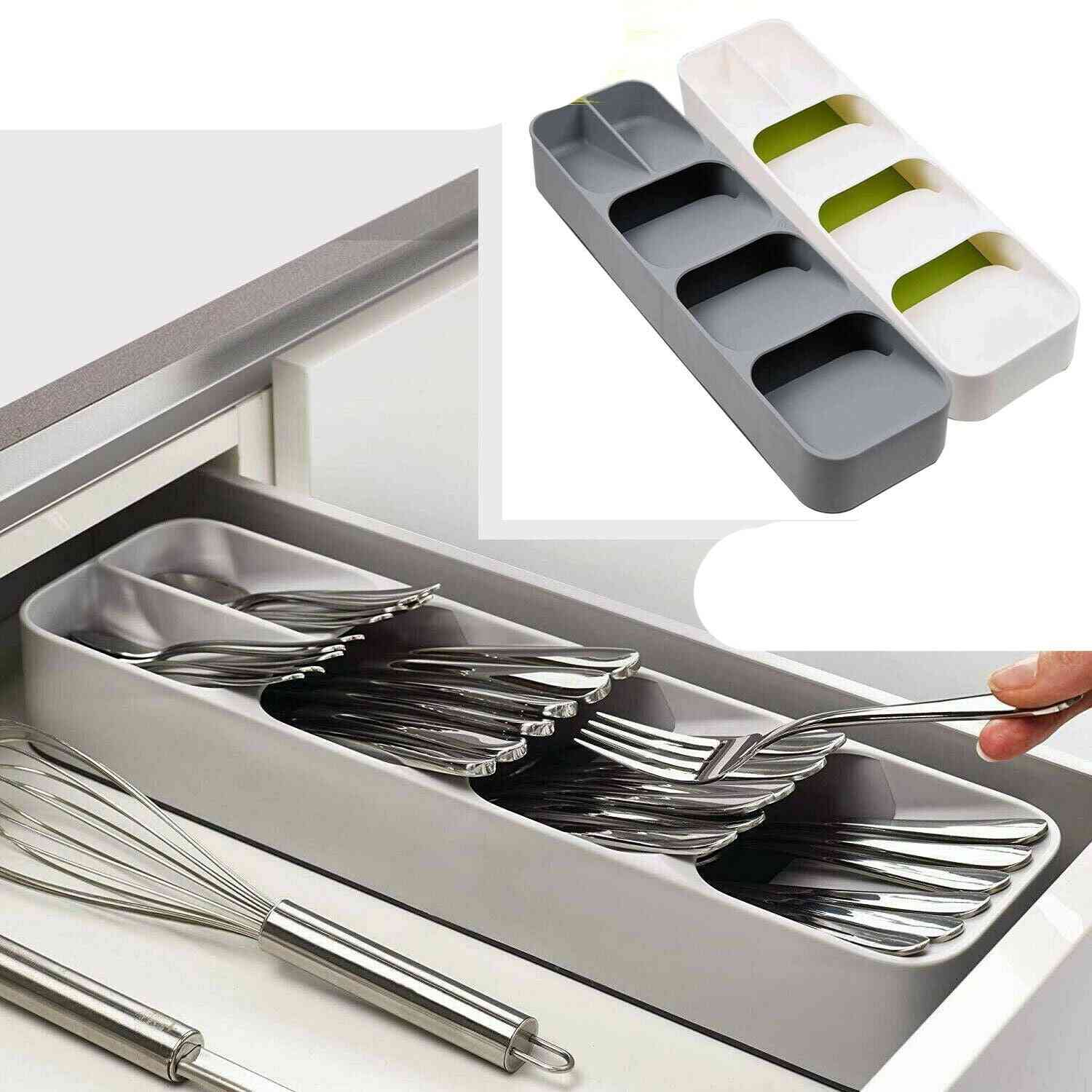 Compact Cutlery Spoon Utensil Tray, Drawer Organizer Insert Storage Store Box