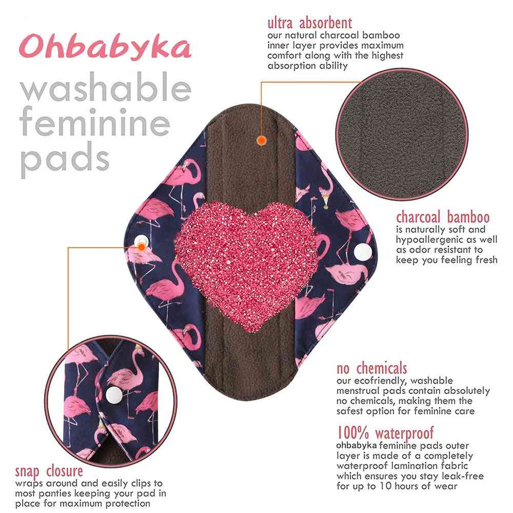 Reusable Bamboo Charcoal Sanitary Menstrual Cotton Pads