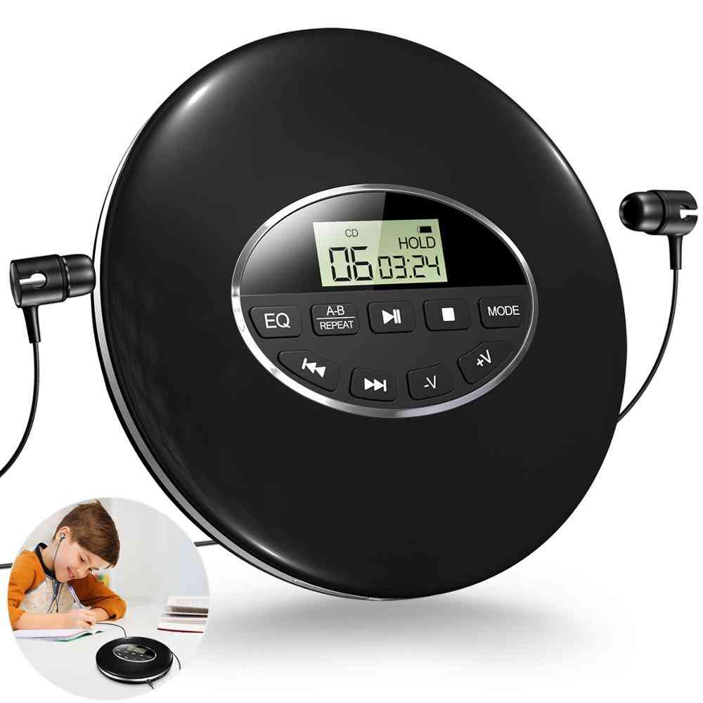 Portable- Cd Music Player Walkman, Shockproof With Earphone Lcd Display