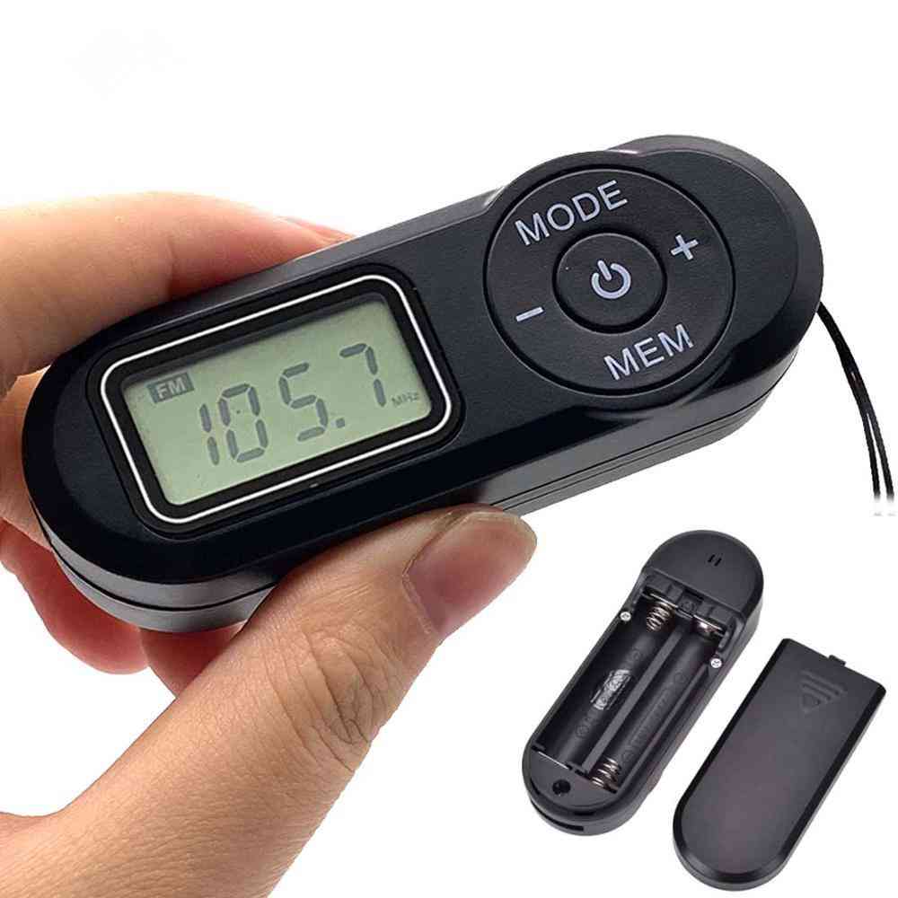 Portable Fm Radio Receiver With Lcd Display, Neck Lanyard