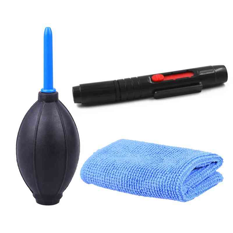 3in1 Pen Suit Dust Cleaner Camera Cleaning Lens Brush Air Blower Wipes Cloth Kit