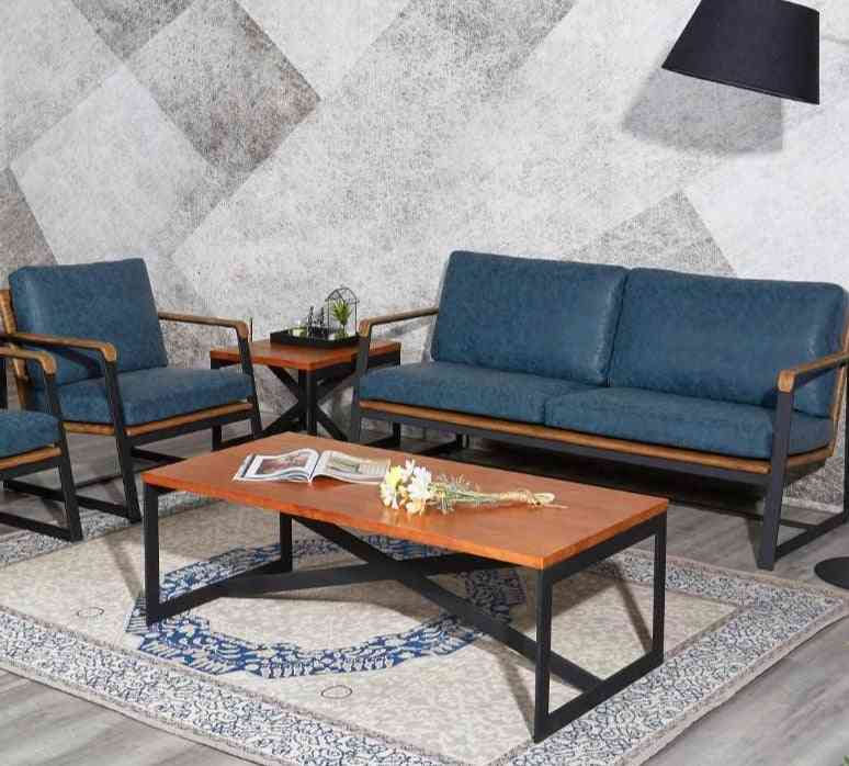 High Density Fashion Antique Office Sofa Wood Coffee Table Set