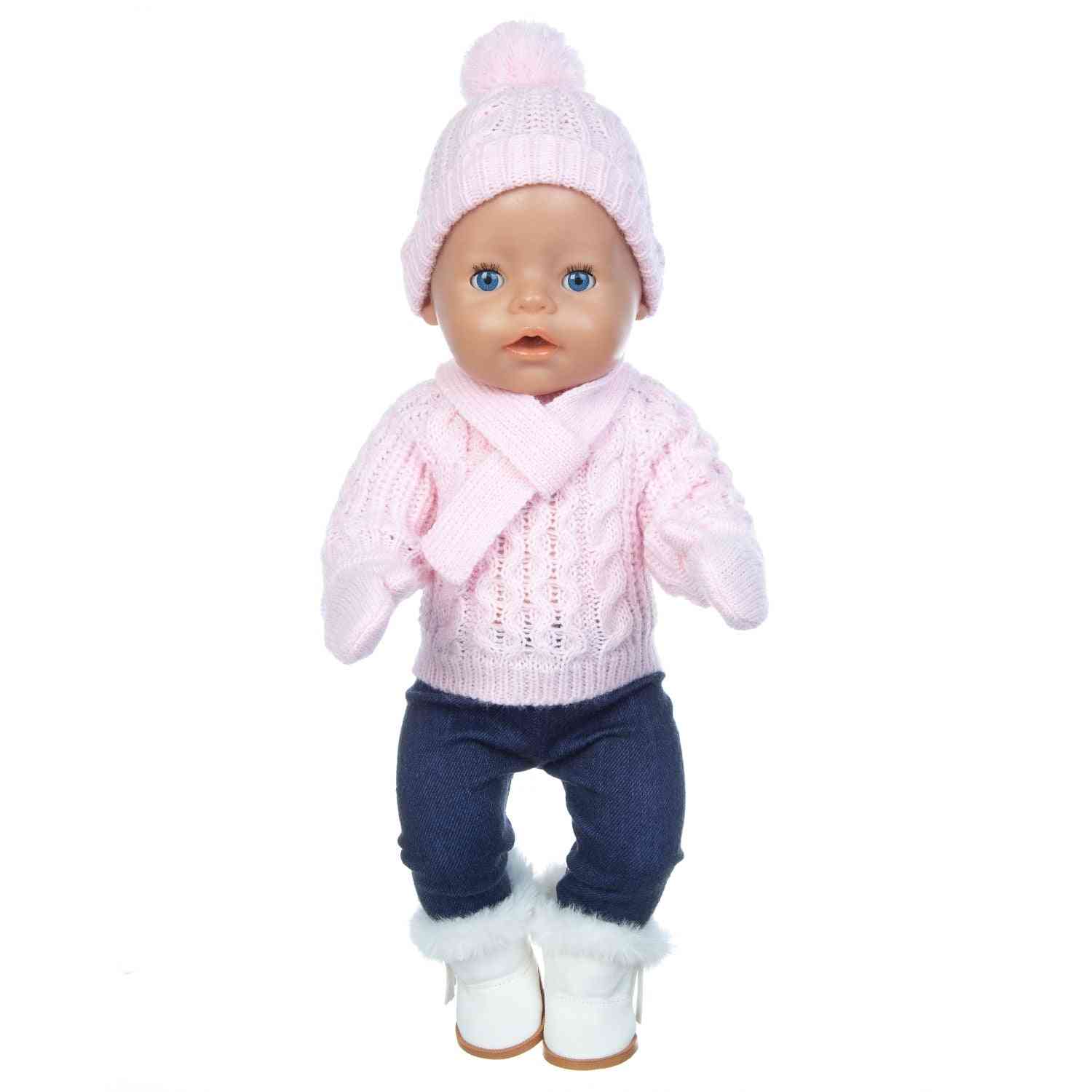 Sweater Hat+scarf +gloves Doll Clothes, Born Baby Suit Set
