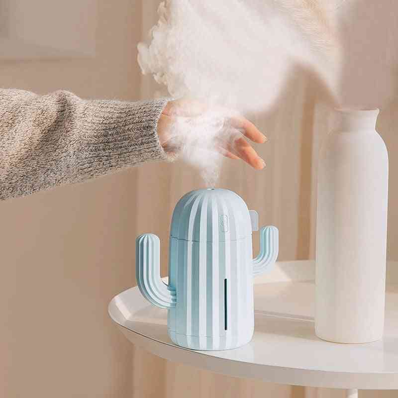 340ml Air Humidifier Romantic Led Cactus Soft Silicone Usb Aroma Diffuser