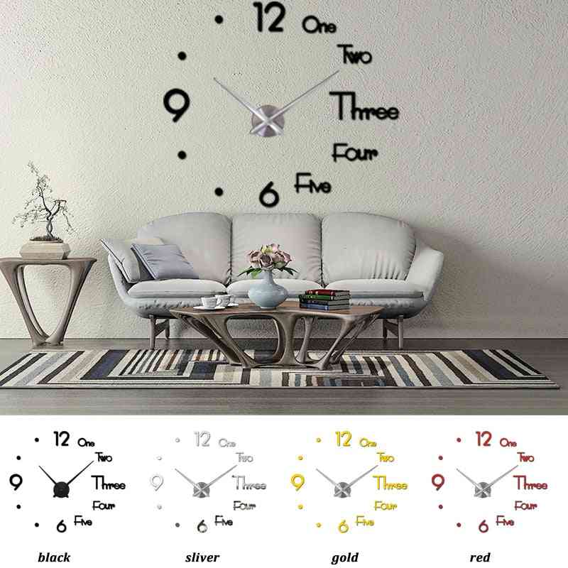 3d Diy Large Wall Clock, Modern Design Silent Wall-sticker Clocks