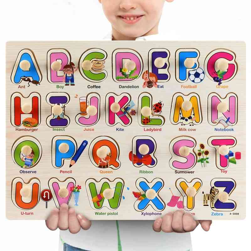Puzzle-uri 3D din lemn de învățare alfabetul copiilor