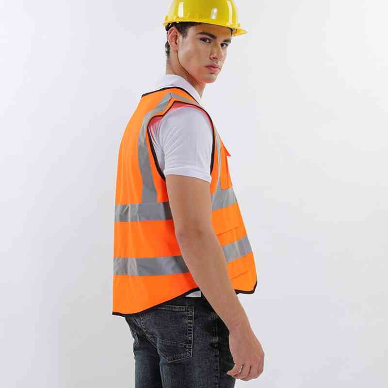 Protective Workwear Safety Clothing With Reflective 5 Pocket High Vis Safety Vest