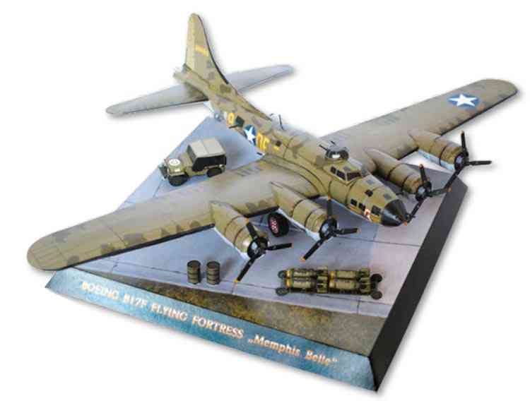 B-17 Flying Fortress, Papercraft 3d, Hand-made Drawings, Military Aircraft Toy
