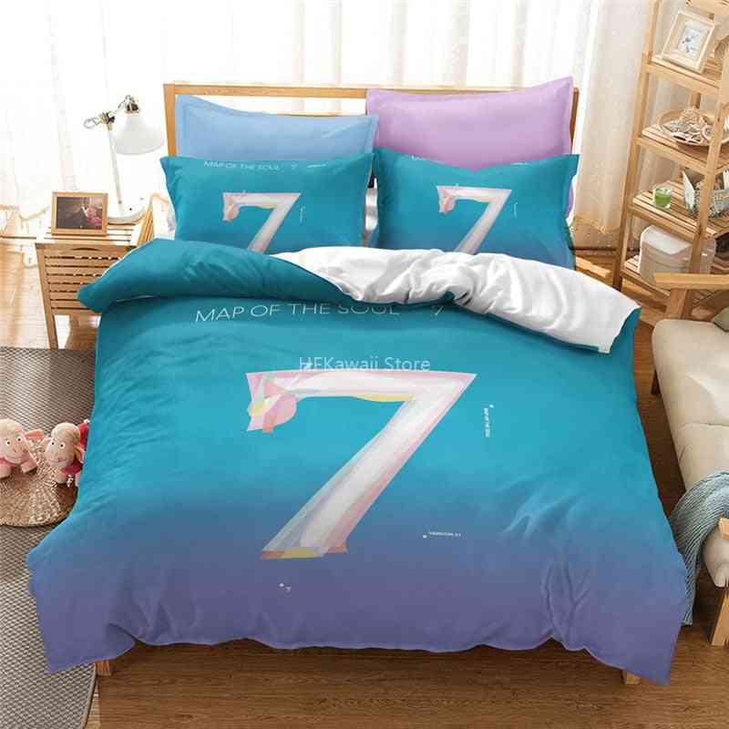 Popular Printed Bedding Set, Duvet Cover Pillowcase, Linen Bed Set-6