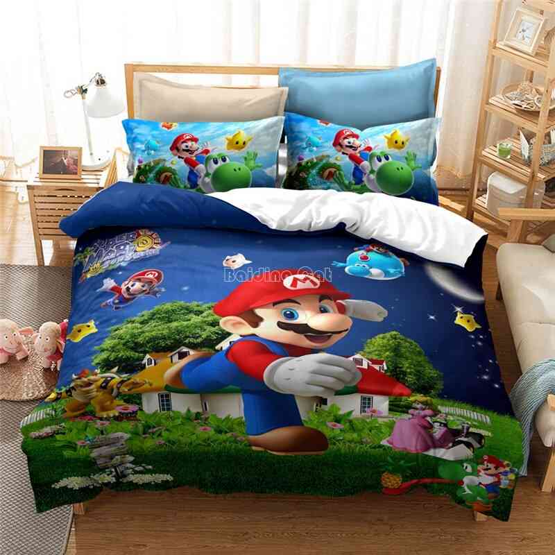 Home Textile 3d Mario Bro Bedding Sets, Single Double Bedclothes Set-3