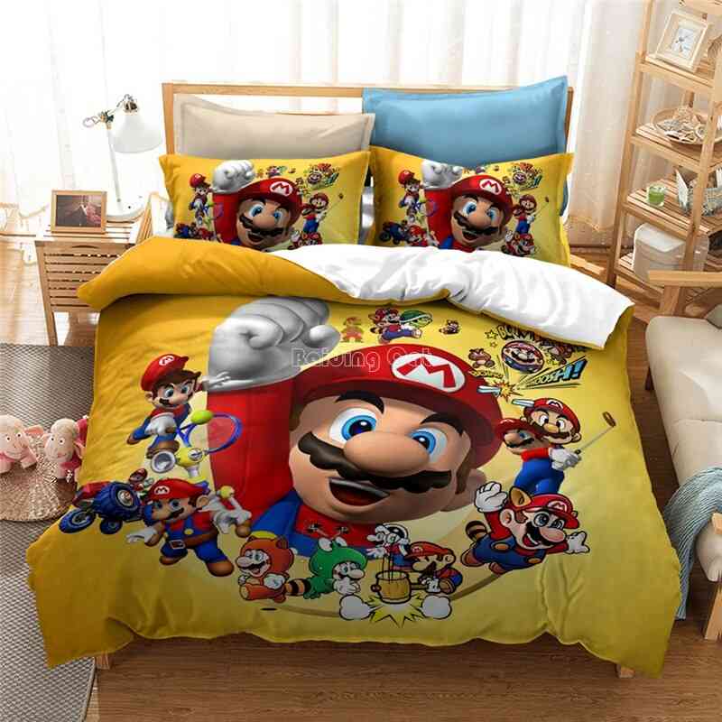 Home Textile 3d Mario Bro Bedding Sets, Single Double Bedclothes Set-9