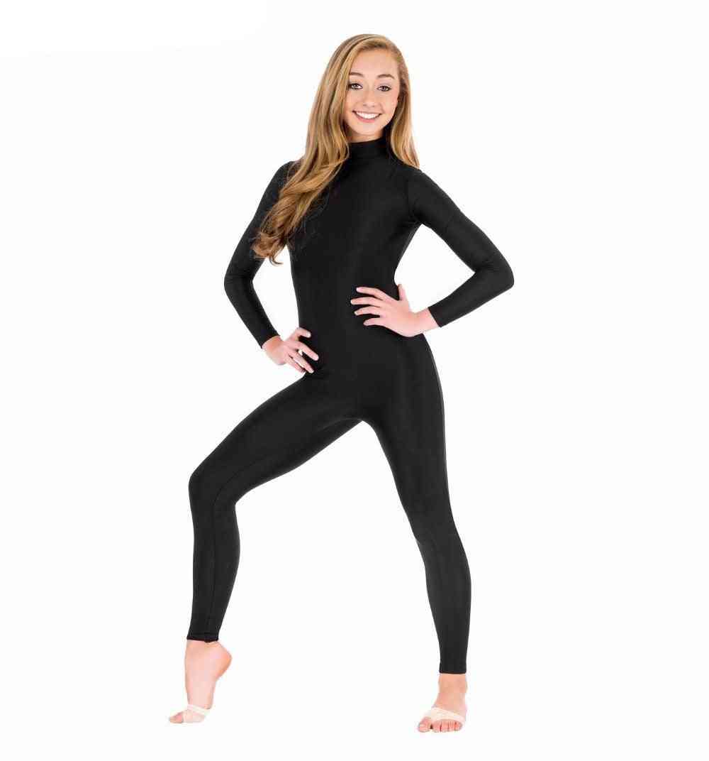 Spandex Turtleneck, Long-sleeve Footless, Dance Bodysuits Set-2