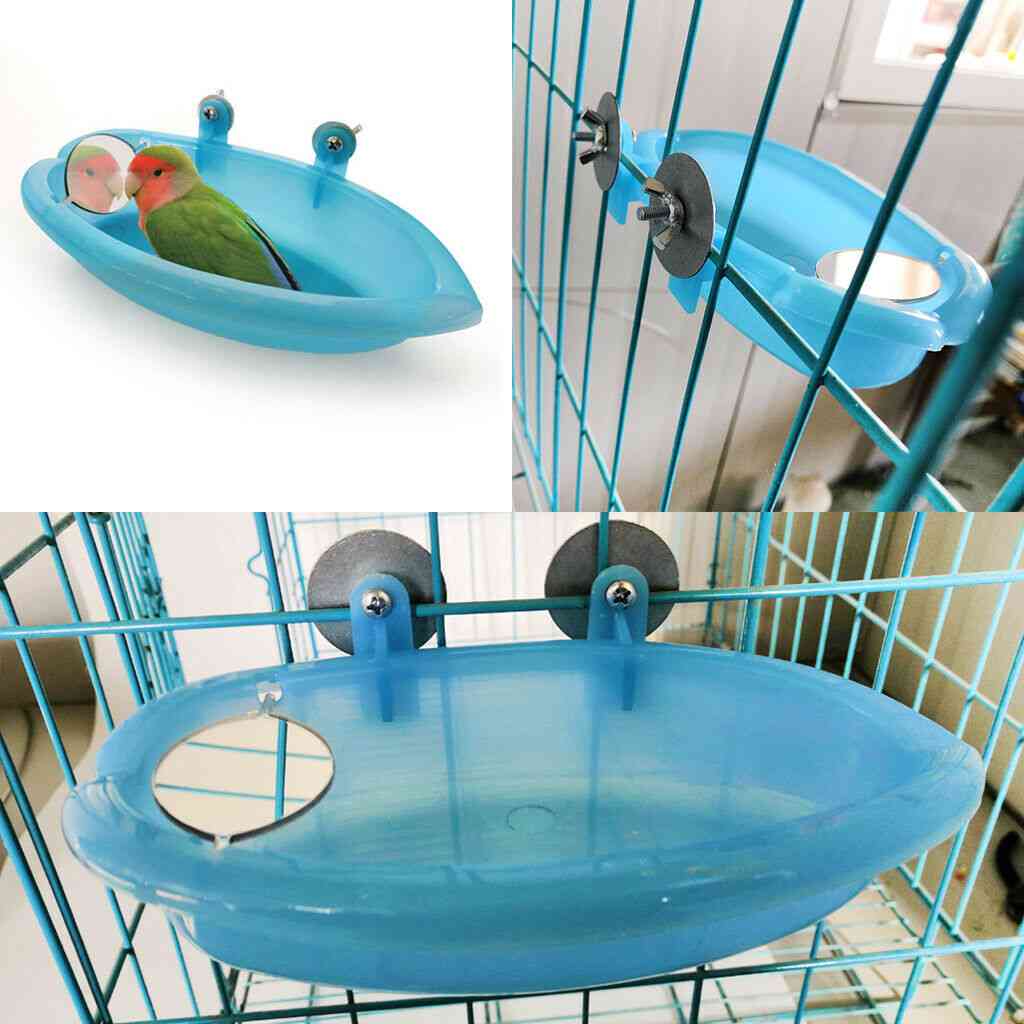 Vasca da bagno con acqua per uccelli per ciotola appesa per gabbia per pappagalli