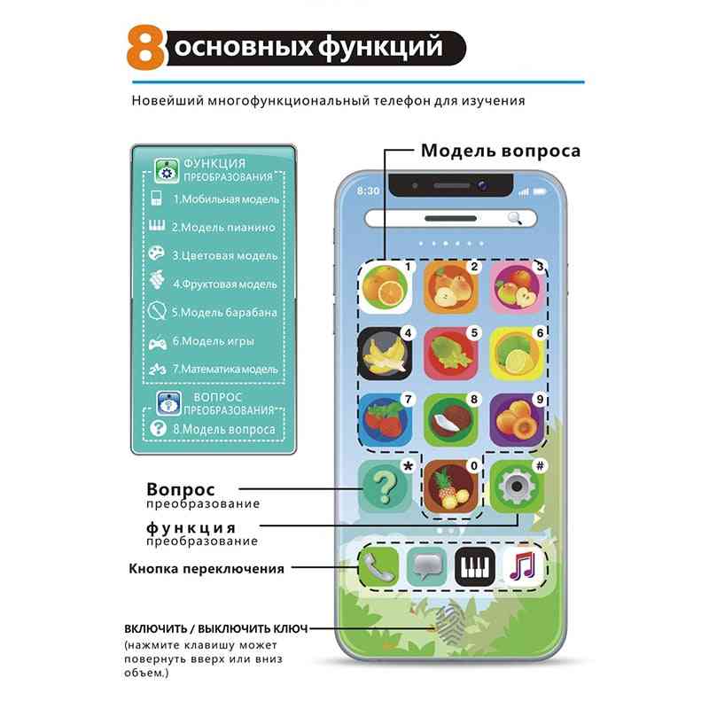 Bebis smart mobiltelefon-inlärningsmaskin, elektroniska läsböcker, musik
