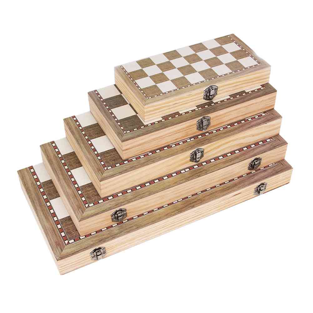 Foldable Wooden Chess Board Set, Travel Games Checkers Toy
