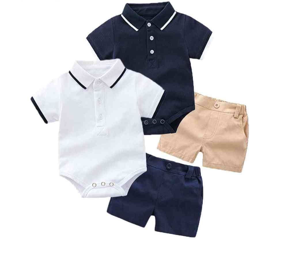 Top Summer Fashion Newborn Formal Clothing Set Cotton Romper Shorts Gentleman Suit Kids