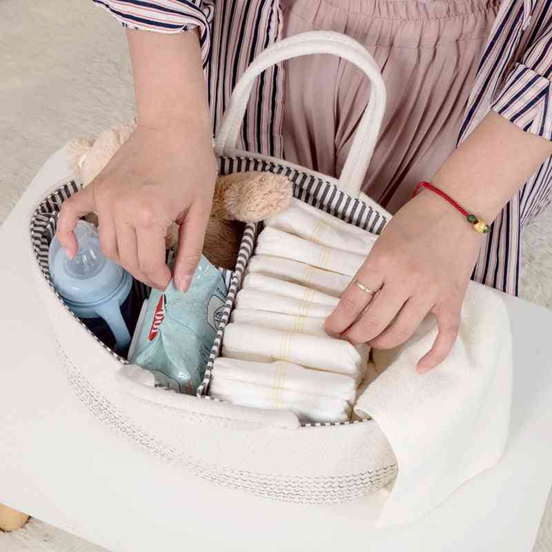 модна кошница за съхранение на бебешки пелени с памучно въже