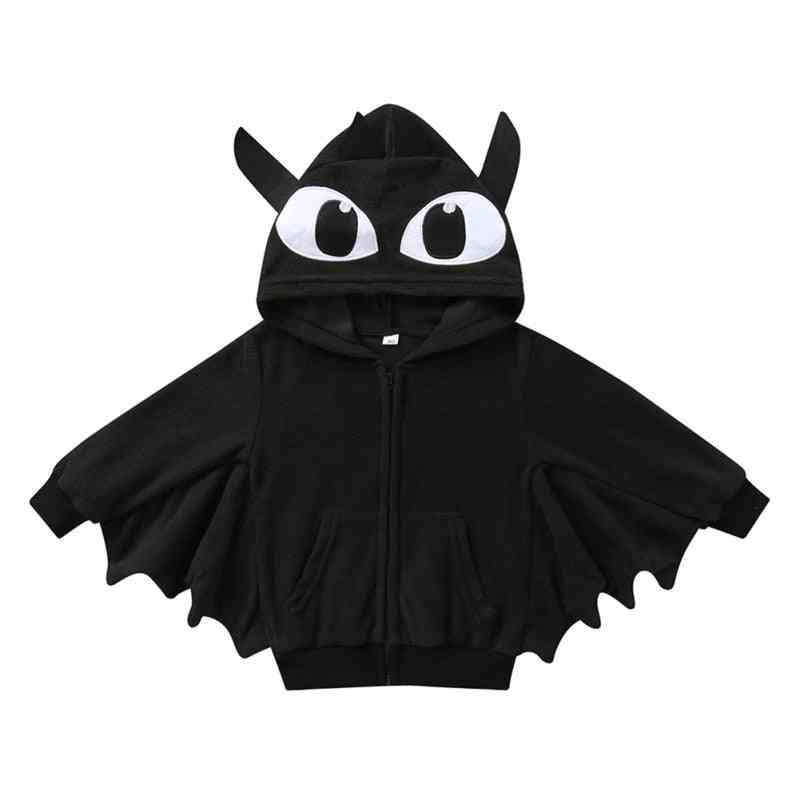 Autumn- Cartoon Print, Bat Halloween, Hooded Jacket For Baby