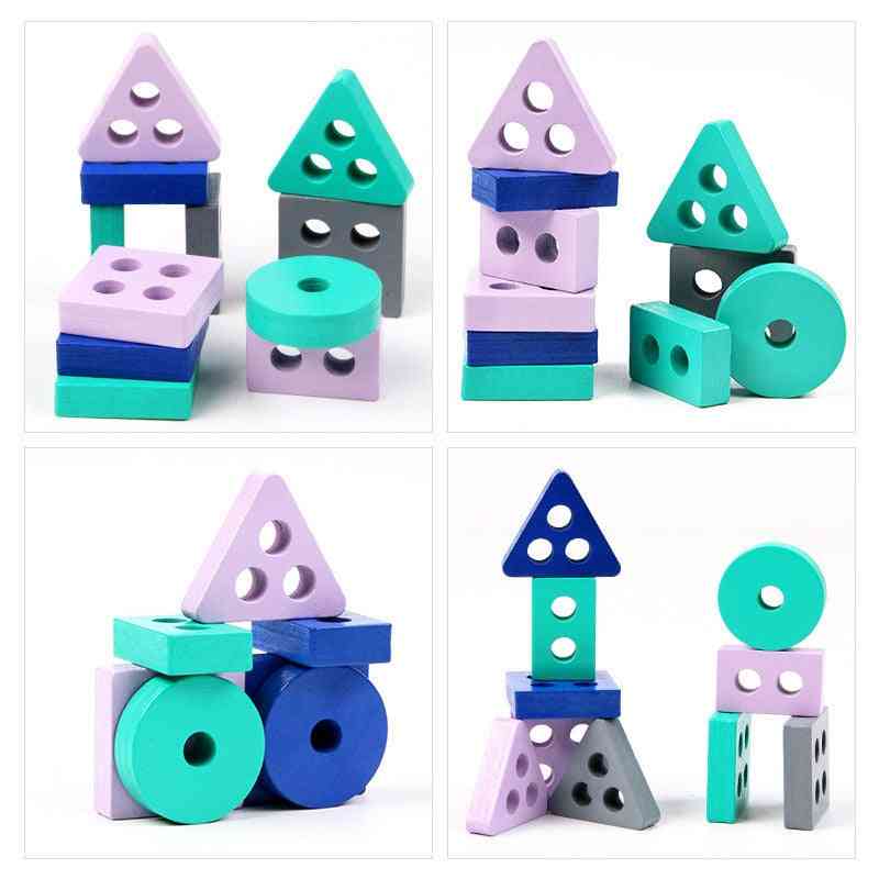 Mini Wooden Montessori Building Blocks Early Learning Educational Toy