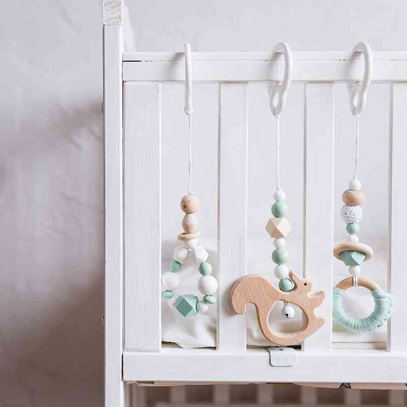 3pcs/set- Rattles Wooden Beads, Pendant Crib, Hanging Stroller Accessories