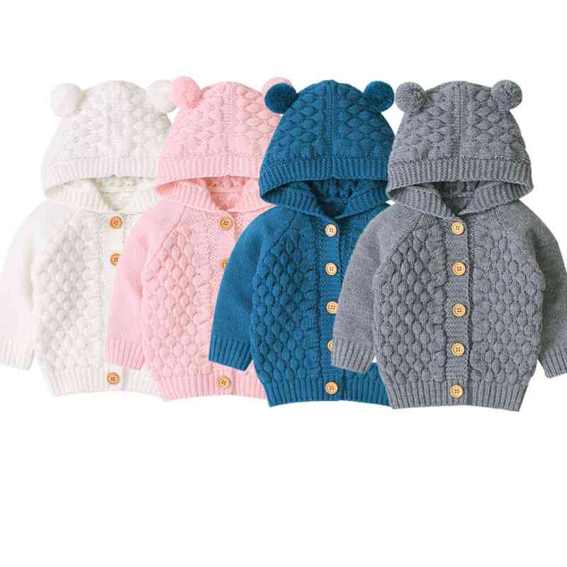 Long-sleeve Sweatshirt Hooded, Knit Warm Coat For Outerwear