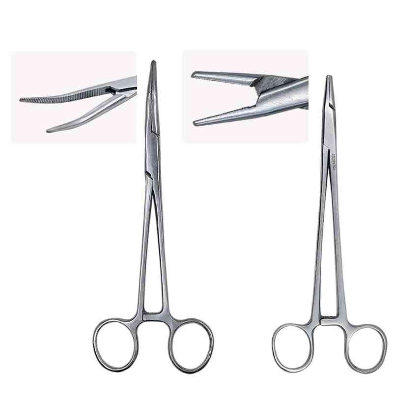 Hæmostatisk klemme i rustfrit stål, kirurgisk tang til tang, lige & albue nåleholder værktøj