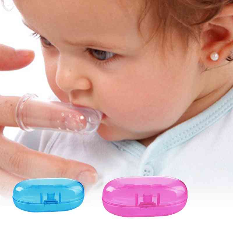 Kinderzähne klare Zahnbürste Gummi Babybürste + Box