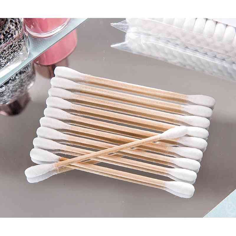 Baby Disposable Double Head Cotton Soft Cosmetics Ear Clean Wood Sticks