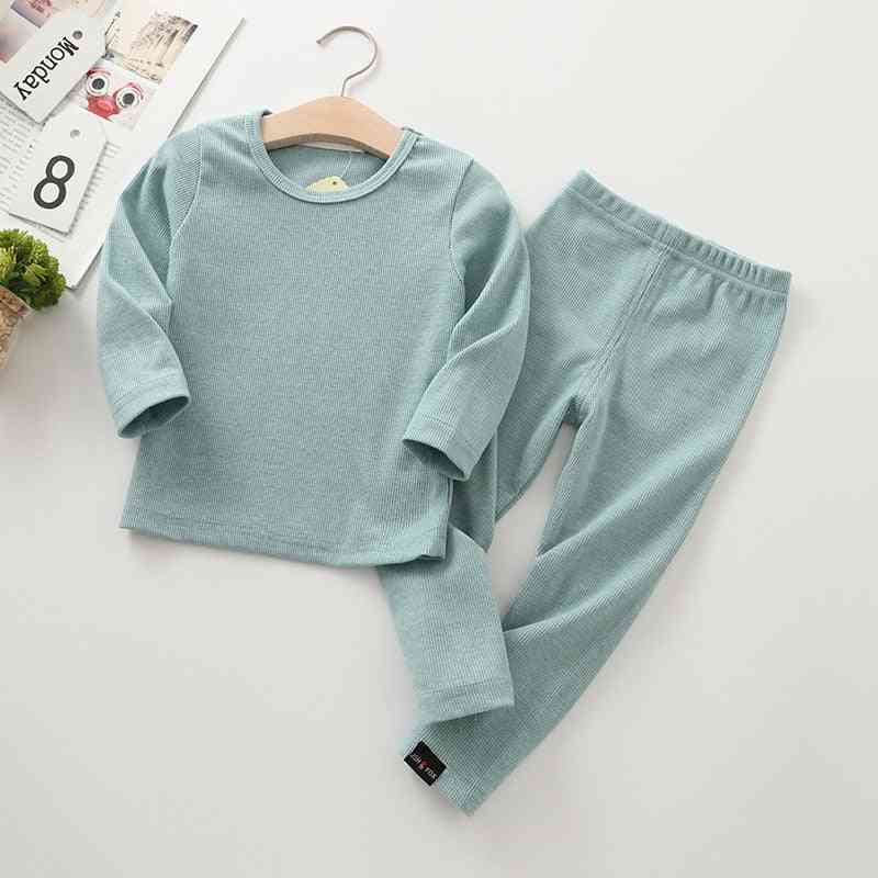 Children Ribbed Fitted Pajamas Set, Nightwear Top And Pant