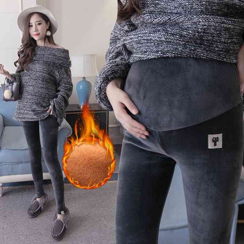 Aksamitne legginsy ciążowe dla kobiet w ciąży ciepłe spodnie