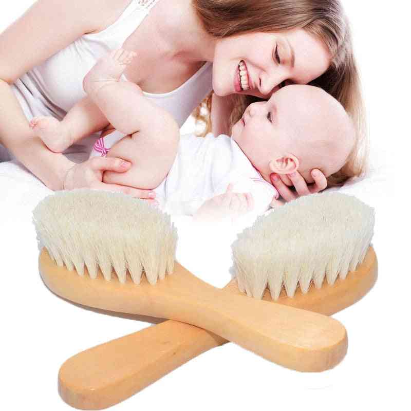 Natural Wool- Hair Brush Comb, Head Massager For Baby