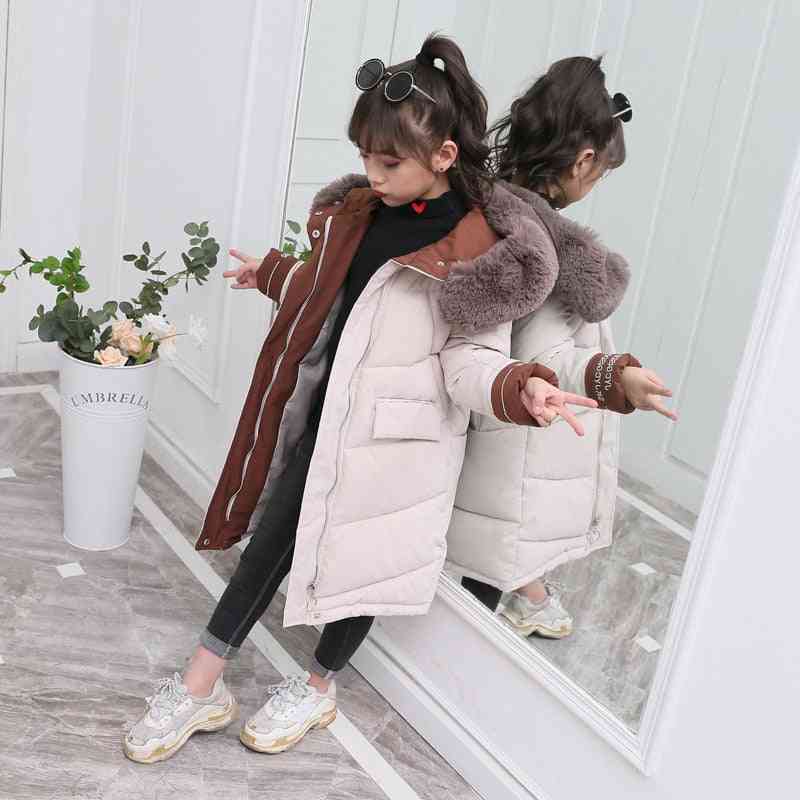 Children Girl Winter Clothing Thick Parka Fur Hooded Coat