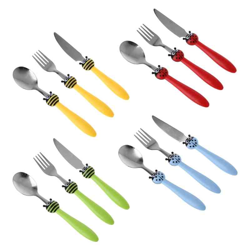 Kids Tableware, Stainless Steel, Feeding Spoon & Fork & Knife