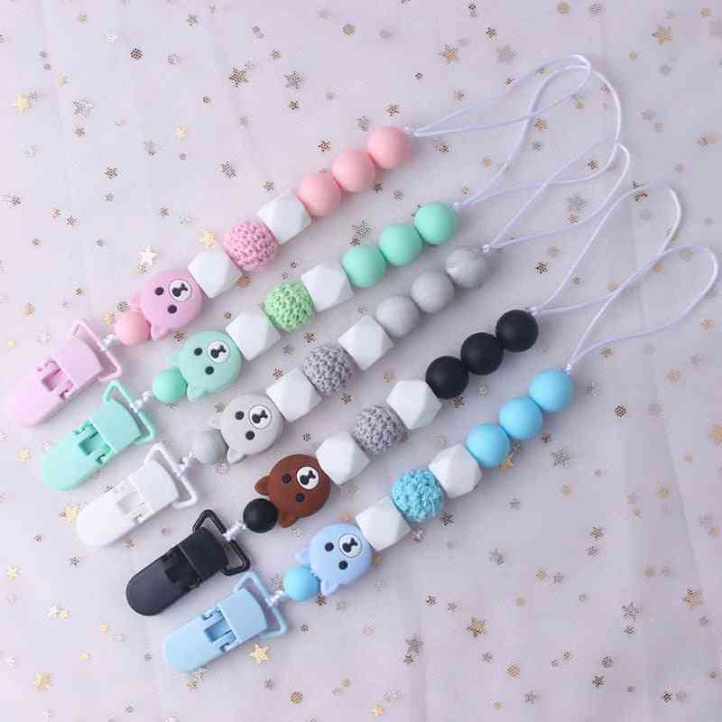 Baby Pacifier Clips Chain With Bear Holder Teether