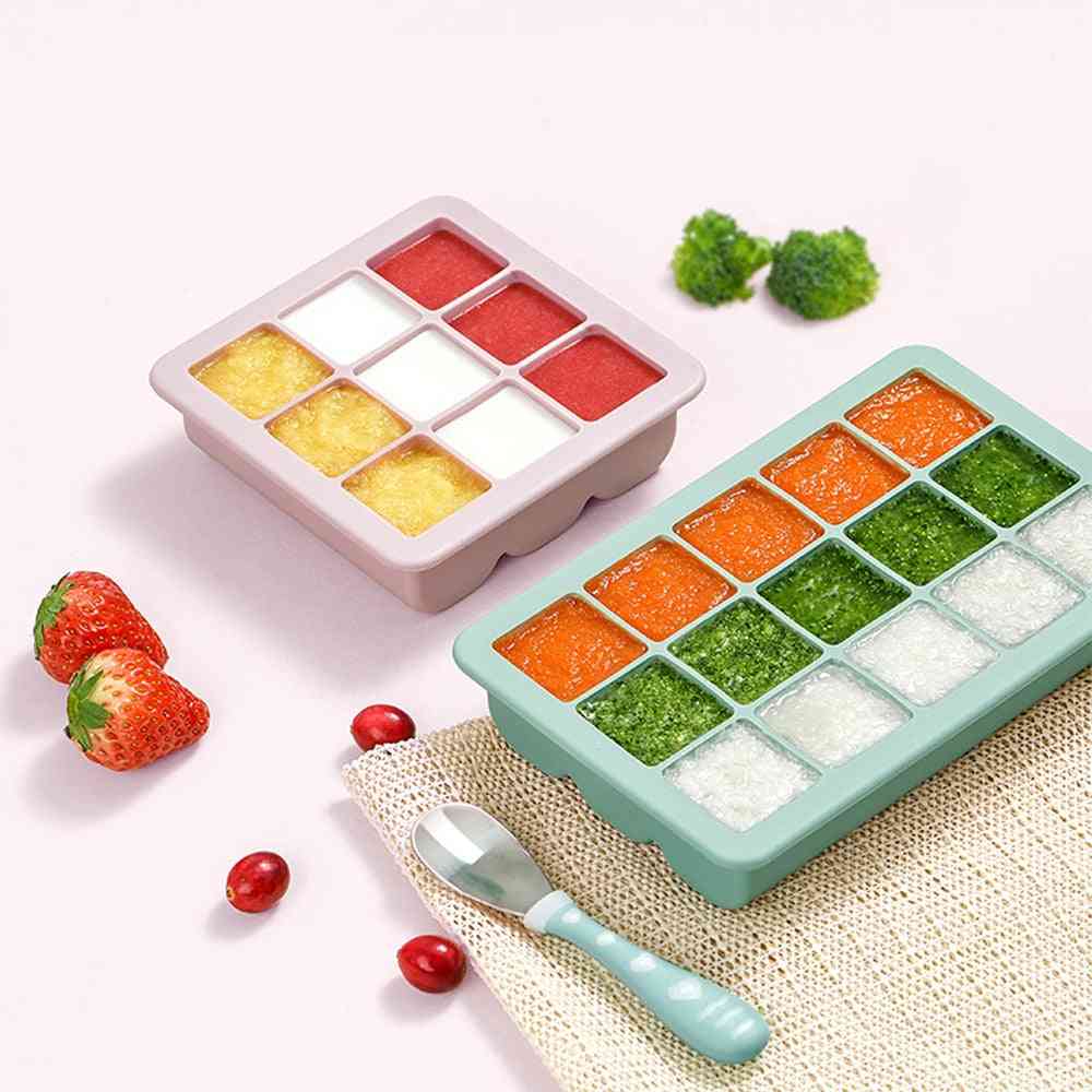 Babycare 9/15 Grid Silicone Food Storage Fruit Breast Milk Ice Cube Mold