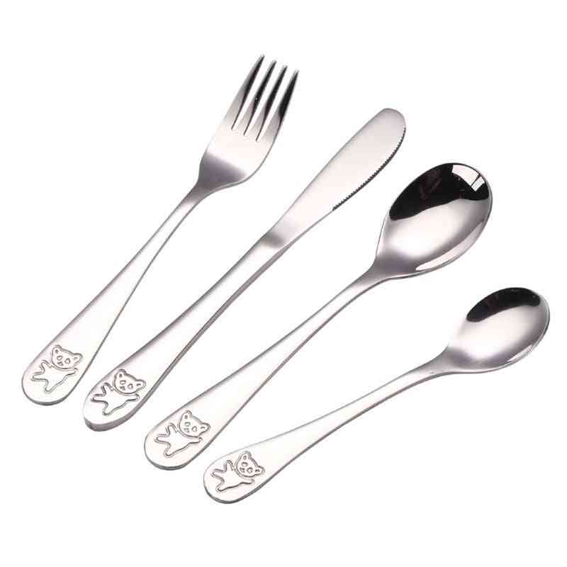 Teaspoon Food Feeding Fork Knife Set
