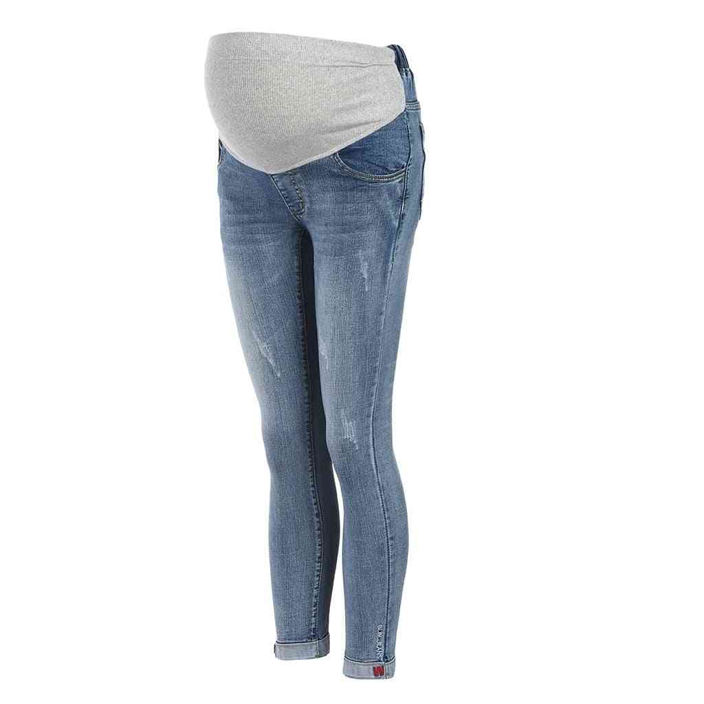 Zimní zateplené těhotenské džínové kalhoty pro těhotné ženy