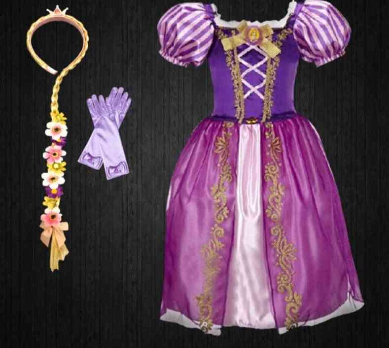 Dívčí šaty princezny rapunzel, letní halloweenský karnevalový kostým