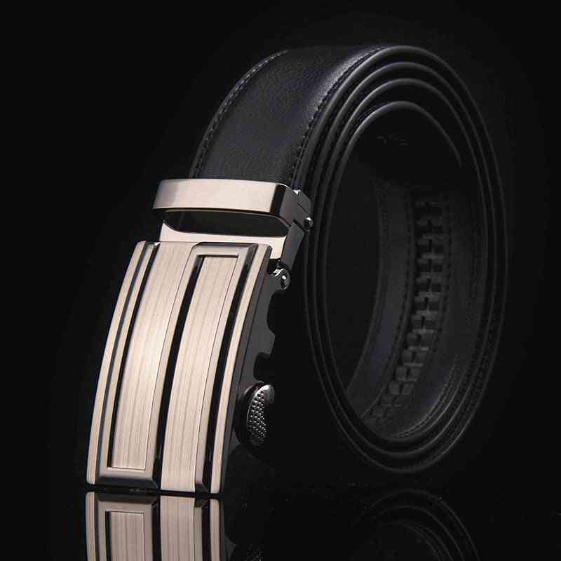 Men Belt, Automatic Buckle Cowhide Leather Belts