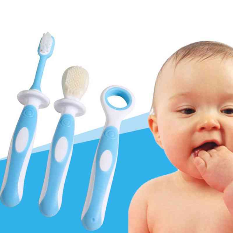 Set di spazzolini da denti per bambini: lavarsi i denti, allenare la lingua, copertura di sicurezza