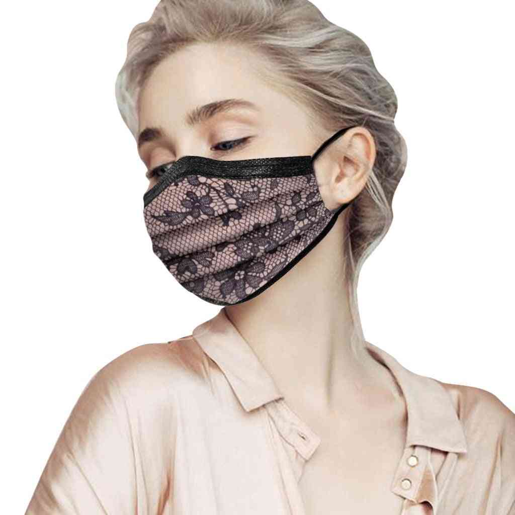 Masque facial respirant à trois couches de protection jetable en dentelle