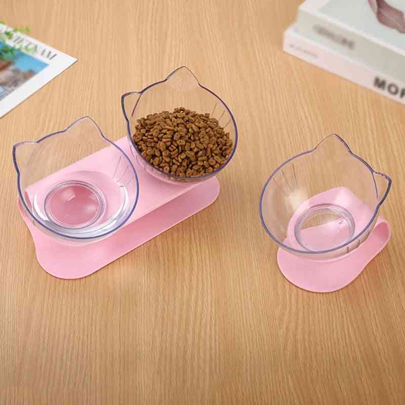 Double Bowls With Raised Stand Non-slip Cat Pet Food Water Puppy Feeders Supplies