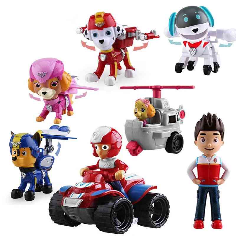 Paw patrol- dog car action figure model- marshall chase, ryder veicolo giocattolo