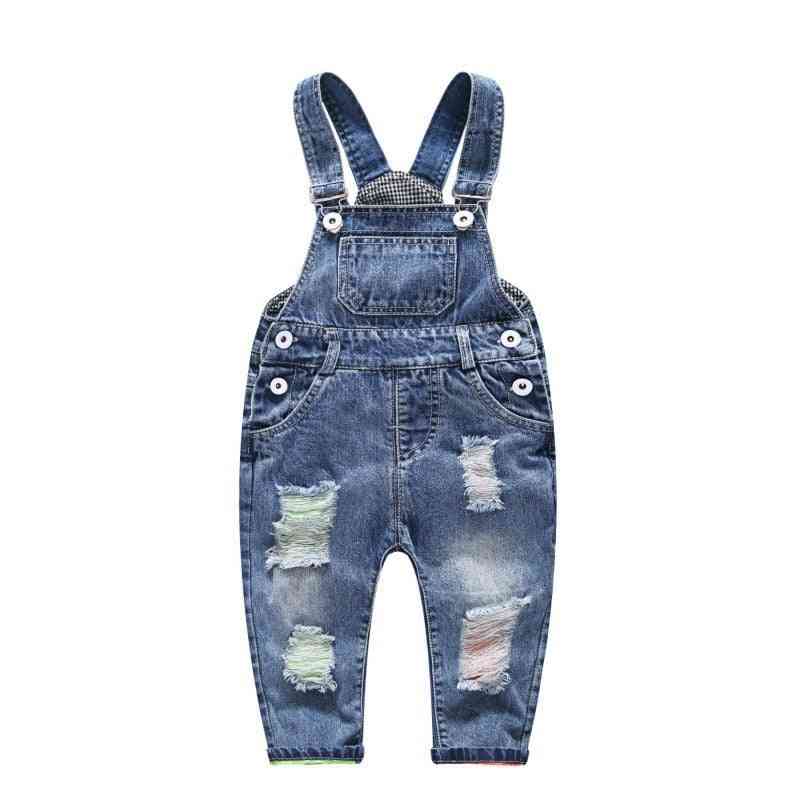 Hole Button Suspender Overalls Kids Child Jeans Trousers/pants