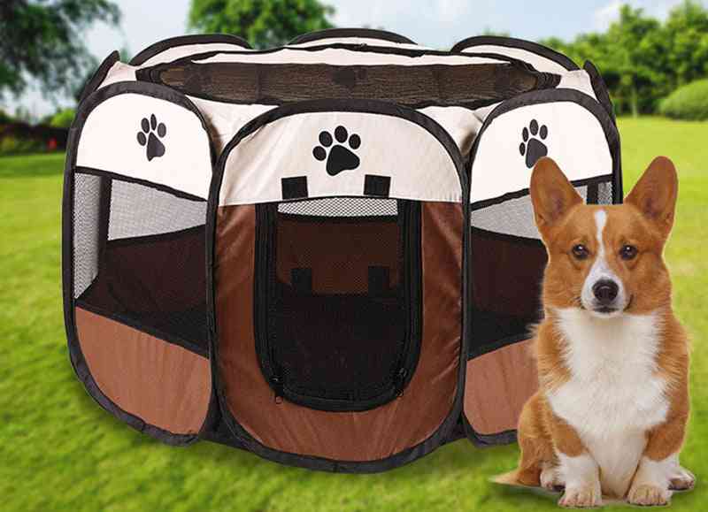 Waterproof- Foldable Two-door, Mesh Shade Cover Nest, Playpen Tent For Pet Dog