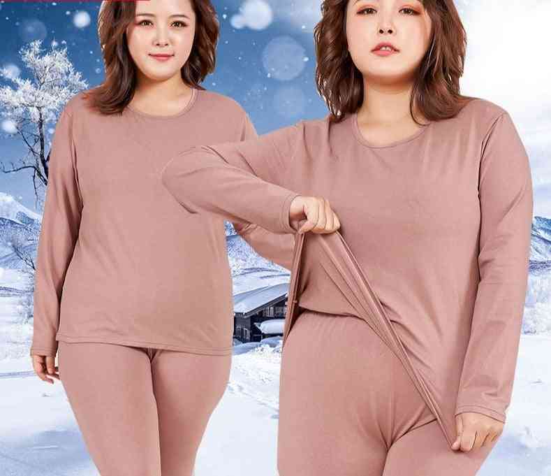 Cotton Warm Thermal Long, Underwear Velvet Pajamas Set-2